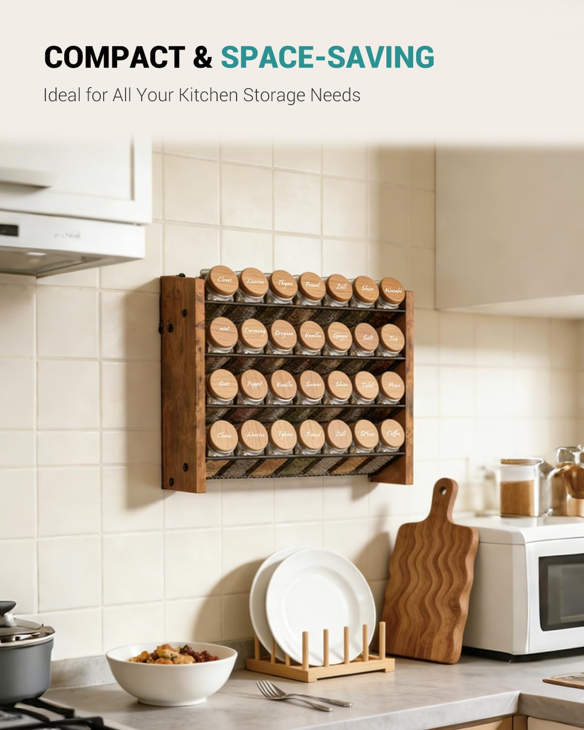 Brown kitchen spice rack organizer