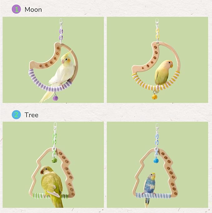 budgie lovebird hanging swing toy with chew cork