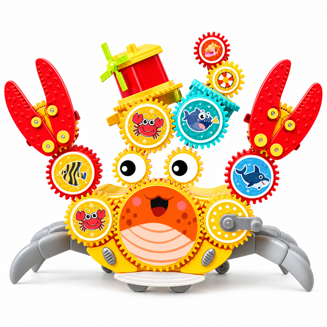 Building blocks for kids featuring an electric gear assembly toy with connecting construction pieces.