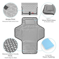 Close up of the cushioned head pillow on a portable diaper changing mat