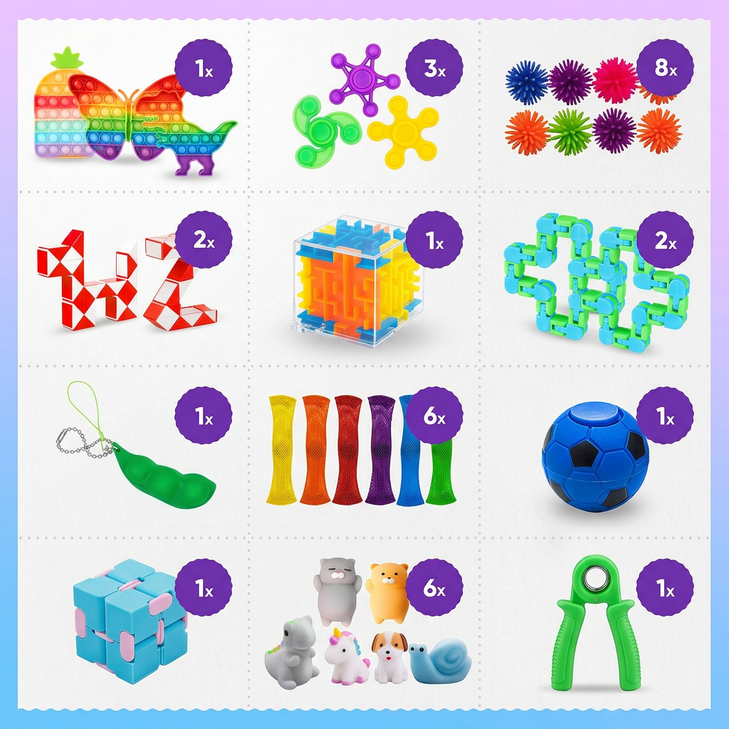 Bulk sensory toys set for kids classroom prizes and goodie bags