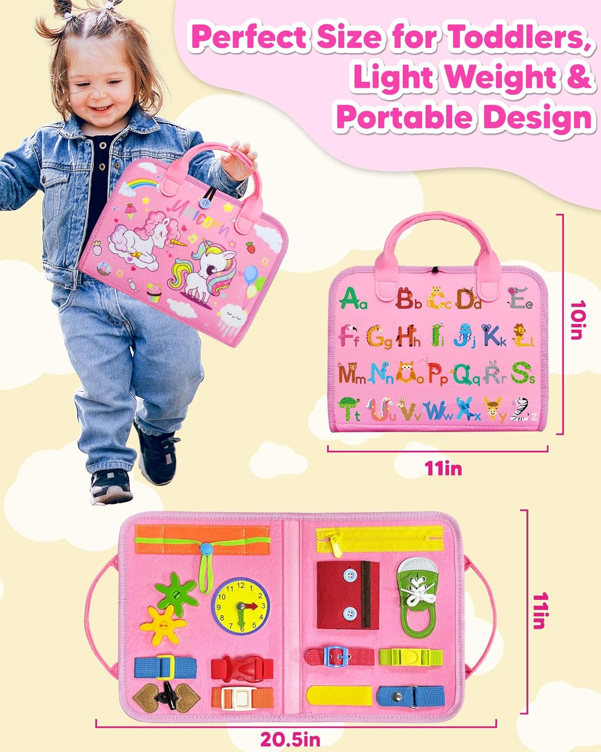 Busy board gift for toddler girl montessori learning toy for 1-3 year old