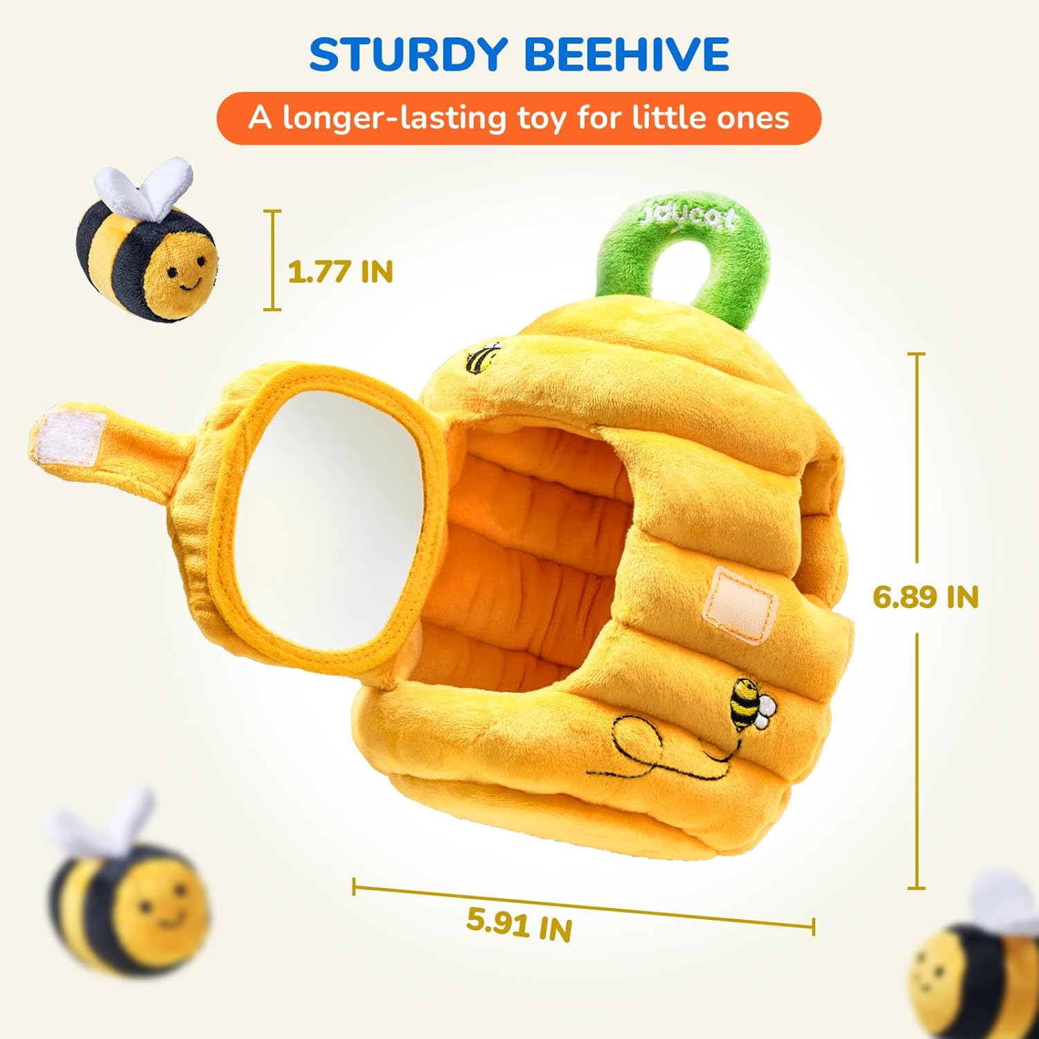 Busy bees sensory toy for babies with rattle and mirror