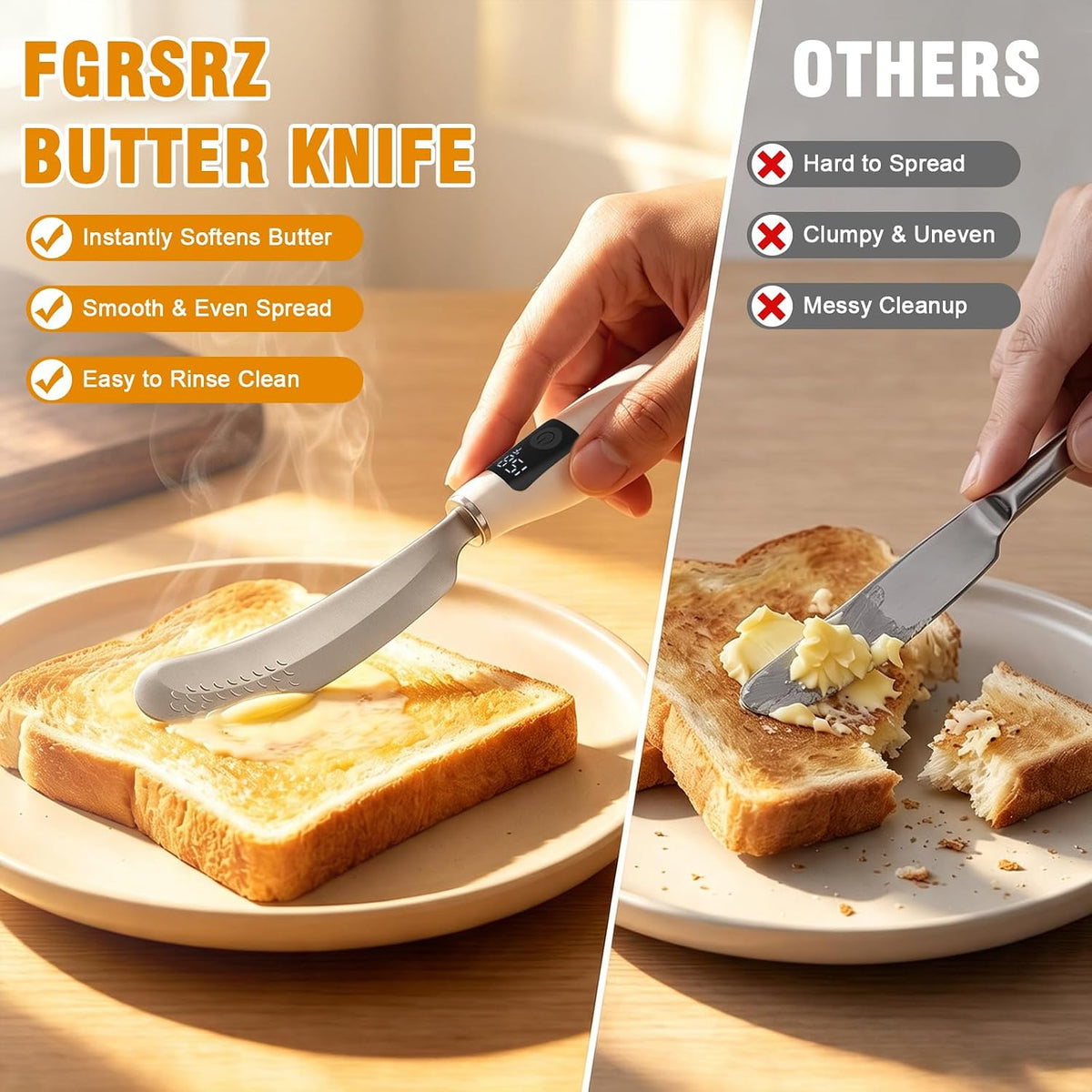 rechargeable heated butter spreading tool