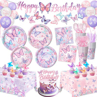  Butterfly birthday party decorations set with plates cups balloons and accessories