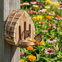 Wooden butterfly house with puddle floor