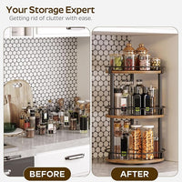 Rotating spice rack organizer for kitchen cabinets