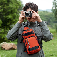 Large storage camera gear backpack suitable for DSLR and mirrorless camera setups