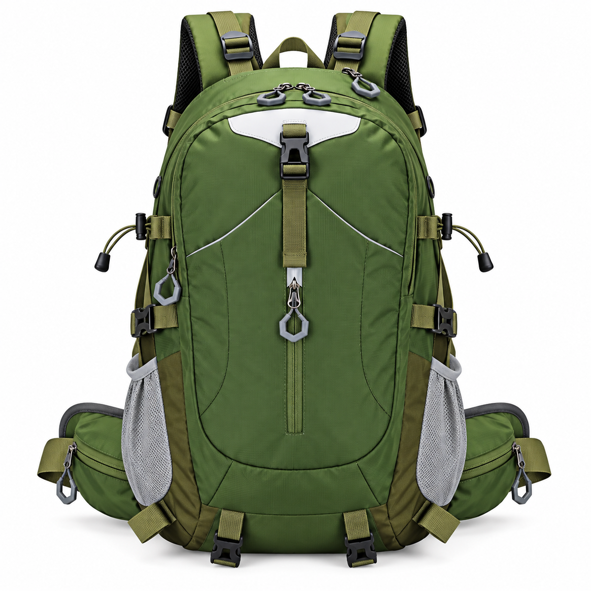 Camping backpack with spacious storage for clothing and travel essentials.