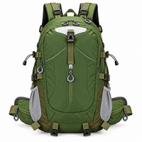Camping backpack with spacious storage for clothing and travel essentials.