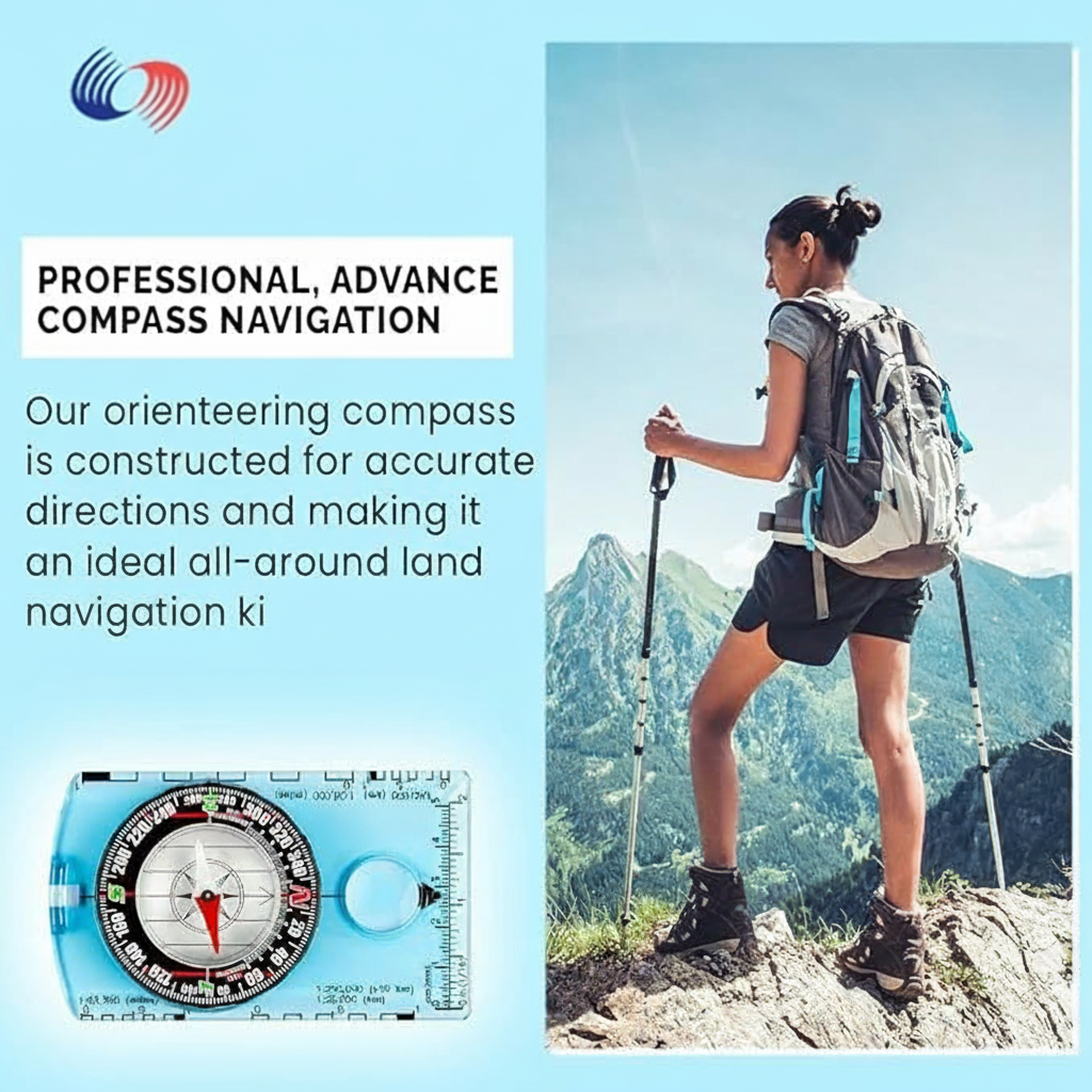 Compact camping compass for navigation in the wilderness