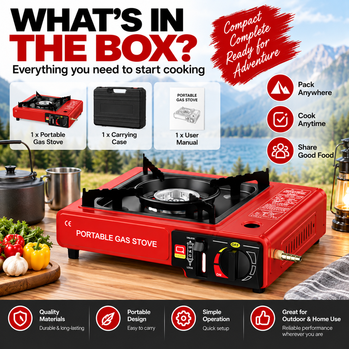 Camping Hot Pot Gas Stove for Outdoor Meal Preparation
