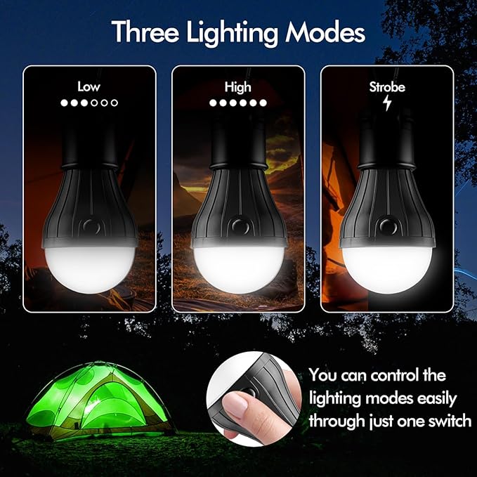 Camping lantern with hook for easy hanging inside tents or shelters
