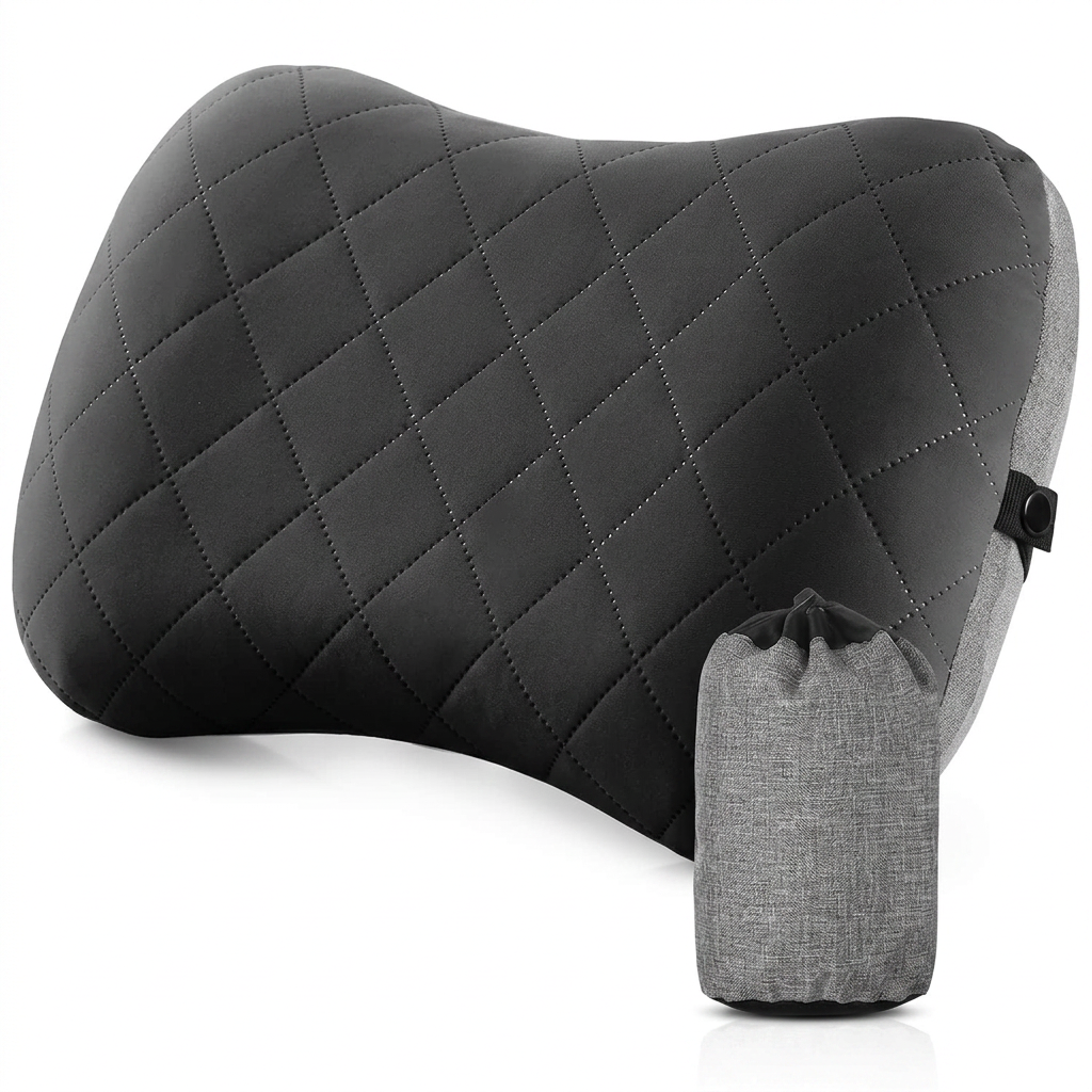 Camping pillow providing neck and lumbar support for outdoor sleeping