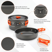 Camping pot and pan set for hiking and backpacking cooking