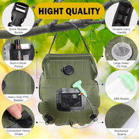 Camping shower with removable hose and on/off shower head