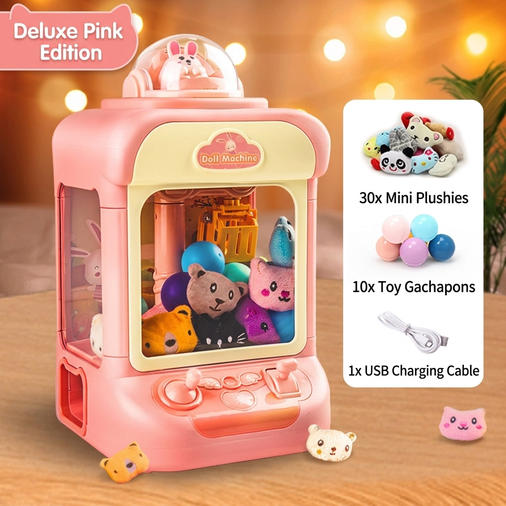 Unicorn candy grabber prize dispenser with sound and 20 mini plush toys