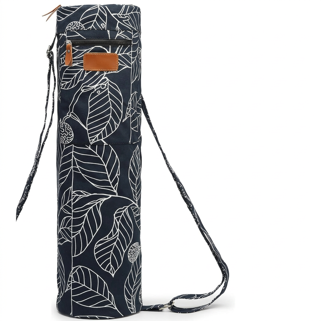 Zippered Canvas Yoga Mat Bag with Adjustable Strap for Gym and Yoga