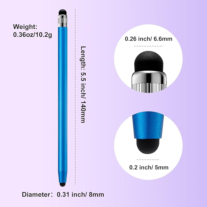 Black silver and blue capacitive stylus pens for touchscreen devices