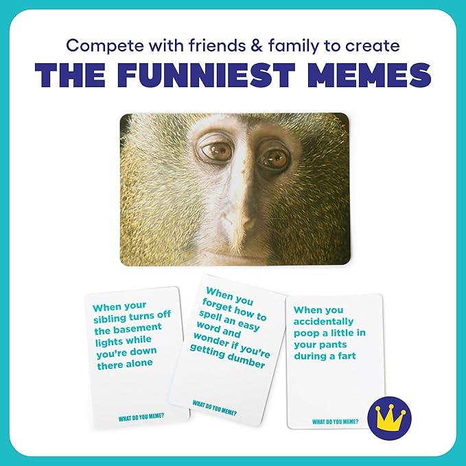 Caption and photo card game for family game night