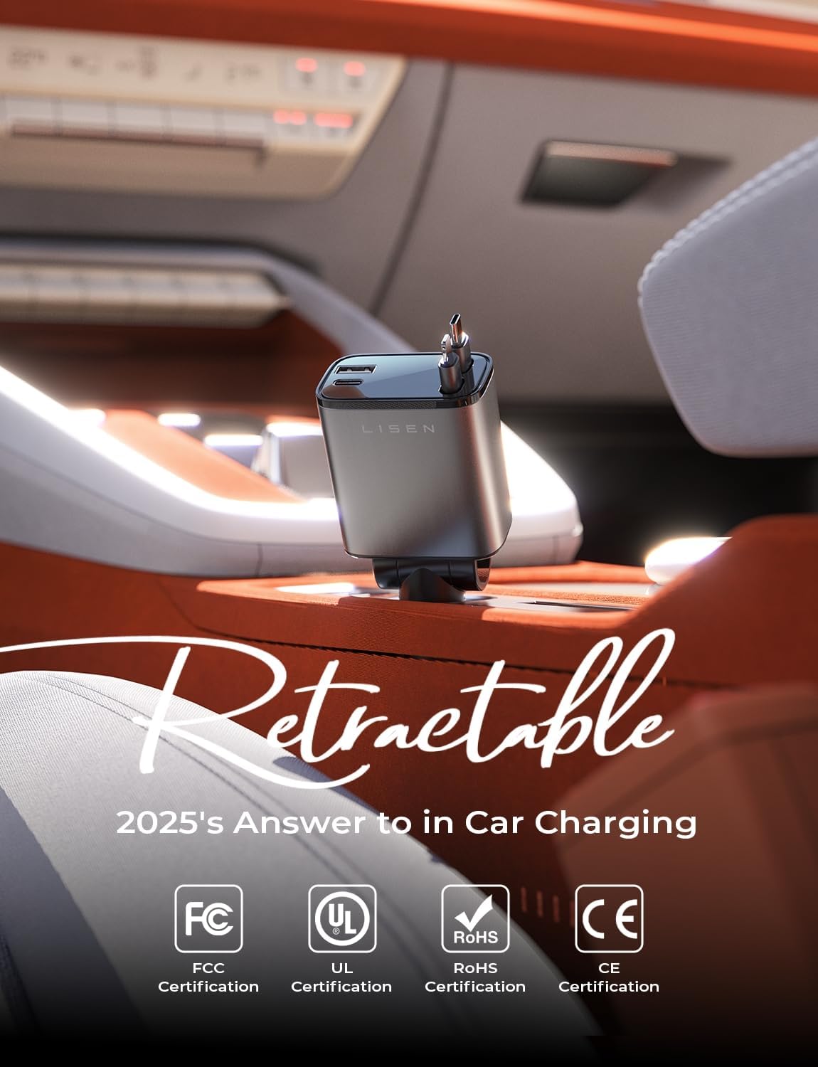  Retractable Car Charger Cord in Action, Tangle-Free Charging for iPhone and Samsung 