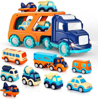 Car toy set 9 pack for kids with transport truck