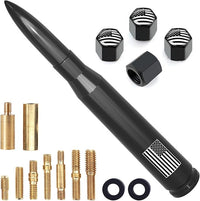 Car Truck Antenna with American Flag Design, Short Replacement for GMC, Chevy, Dodge, and Ford
