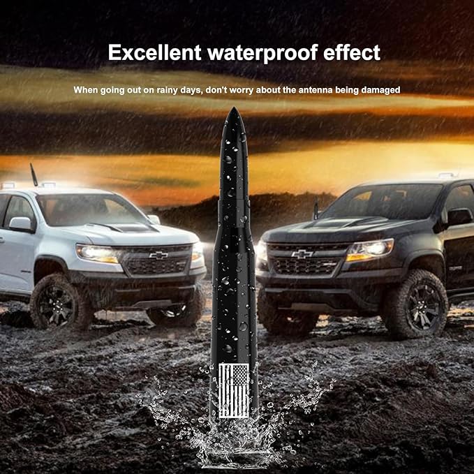 Close-Up of American Flag Design on Car Truck Antenna for Ford F150, GMC Sierra, Dodge Ram