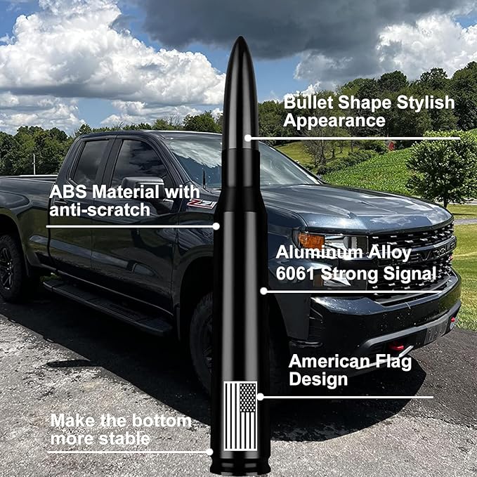 Package Contents: American Flag Car Truck Antenna with Tire Valve Caps for Cars and Trucks