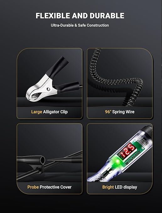 Car voltage tester with LED display showing accurate voltage reading