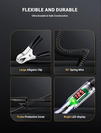 Car voltage tester with LED display showing accurate voltage reading
