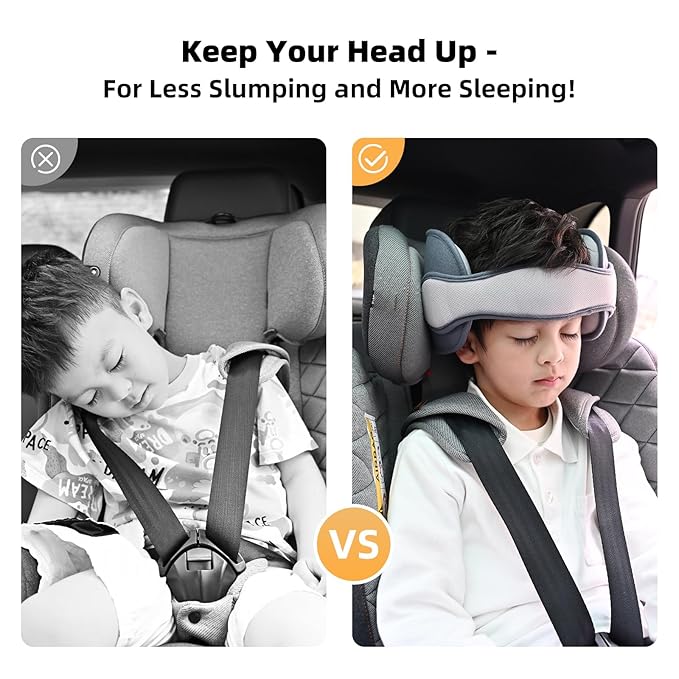 Child car seat head support band installed in car seat