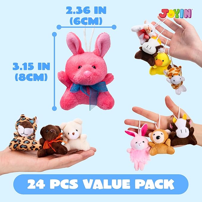 Carnival prizes plush toys, 24 mini stuffed animals for kids’ events