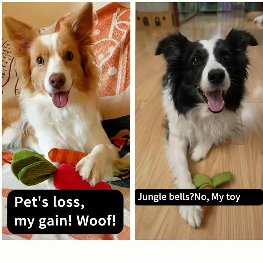 Carrot-shaped dog play toy for regular pet play