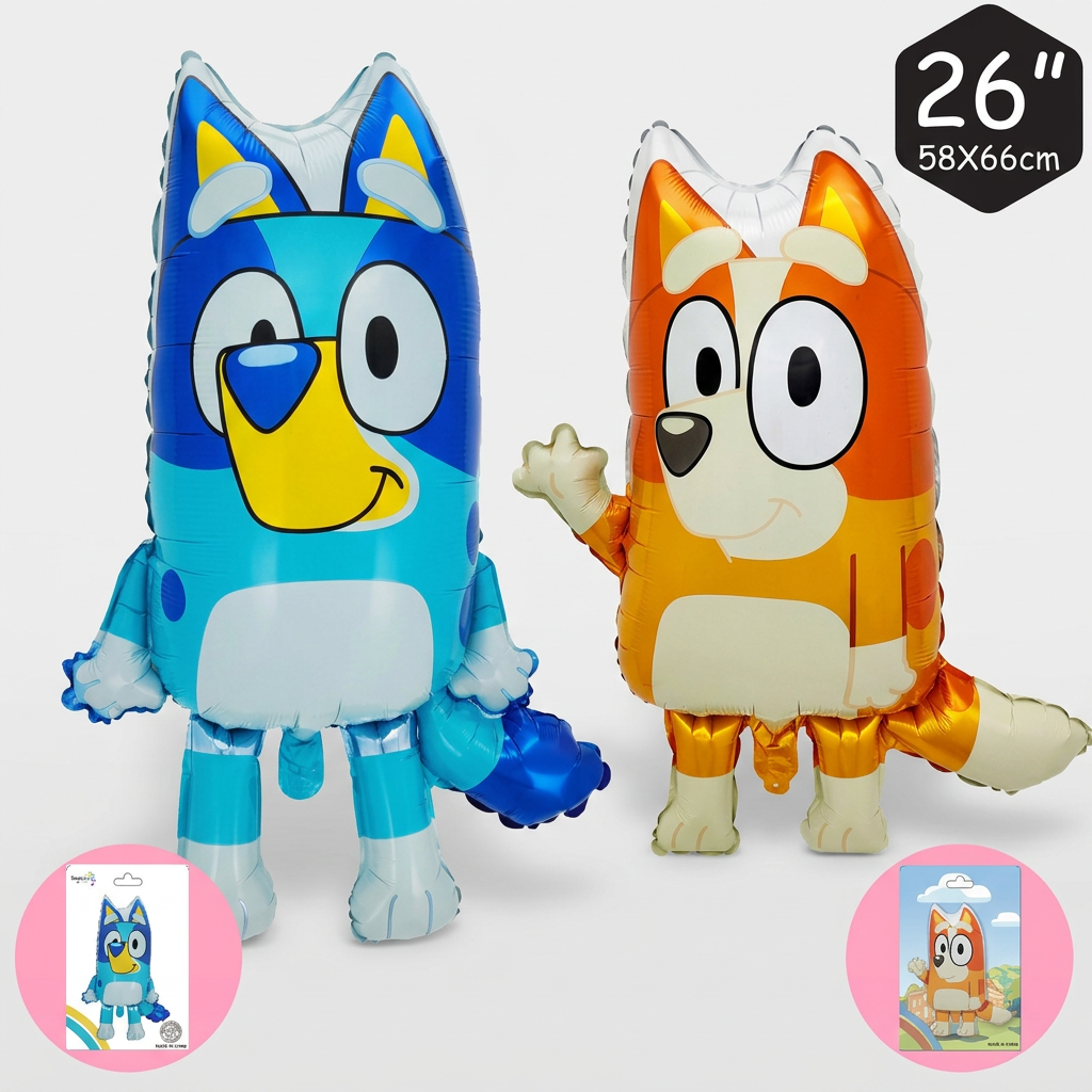 Pack of 2 cartoon character foil balloons for kids birthday party decoration