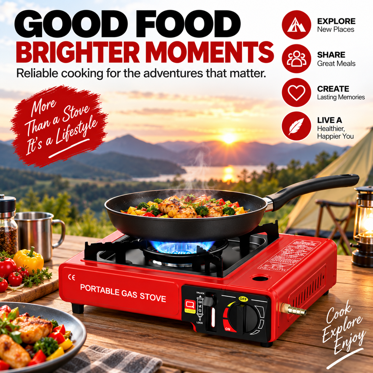 Cassette Camping Gas Cooker with Compact Portable Design