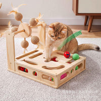 Cat ball toy with feather decoration for indoor play