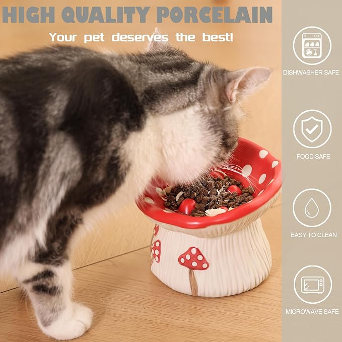 Ceramic Cat and Dog Bowl for Food Treats and Water