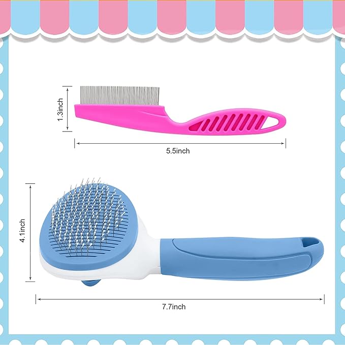 cat dog shedding grooming brush with metal comb