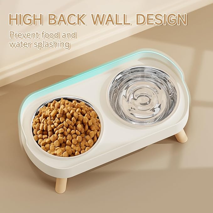 Cat Feeding Station Elevated Bowl Set for Cats and Small Puppies