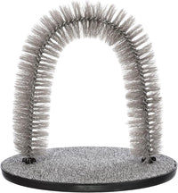 Cat grooming arch with brush and carpet base
