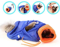 Pet grooming bag with zip openings for routine grooming