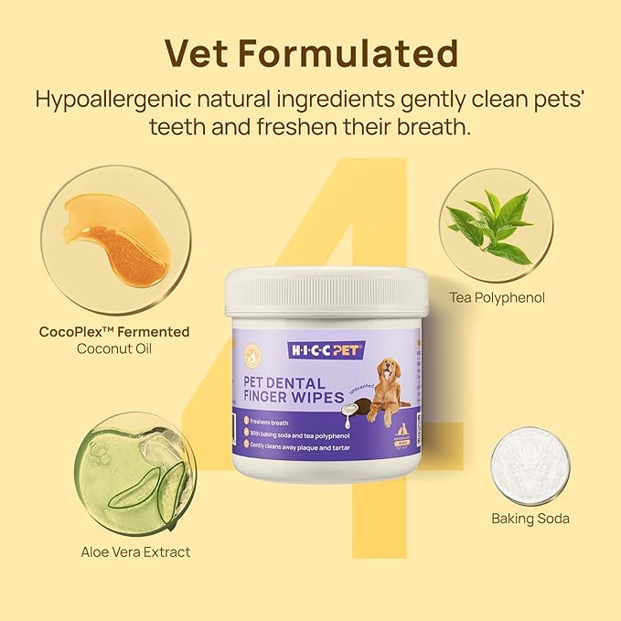 Cat Teeth Cleaning Wipes – Plaque and Tartar Removal, Freshens Breath