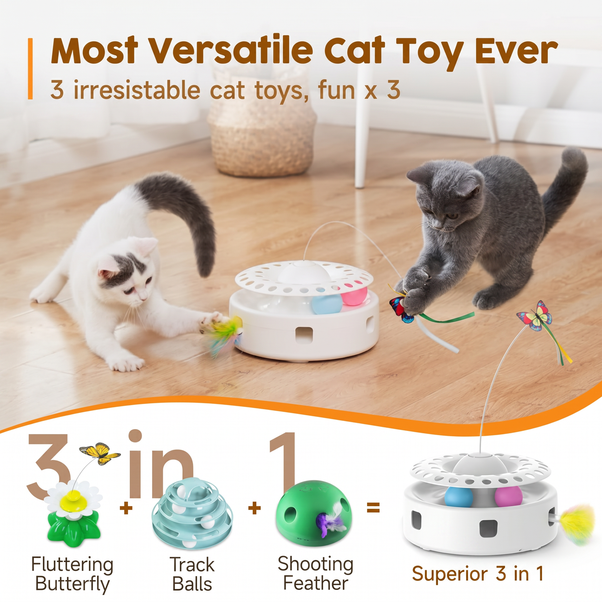 Indoor interactive cat toy promoting exercise and mental activity for kittens and cats