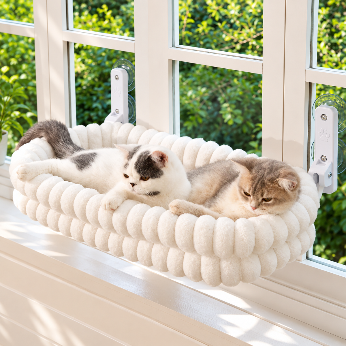 Foldable Cat Window Hammock with Plush Cushion