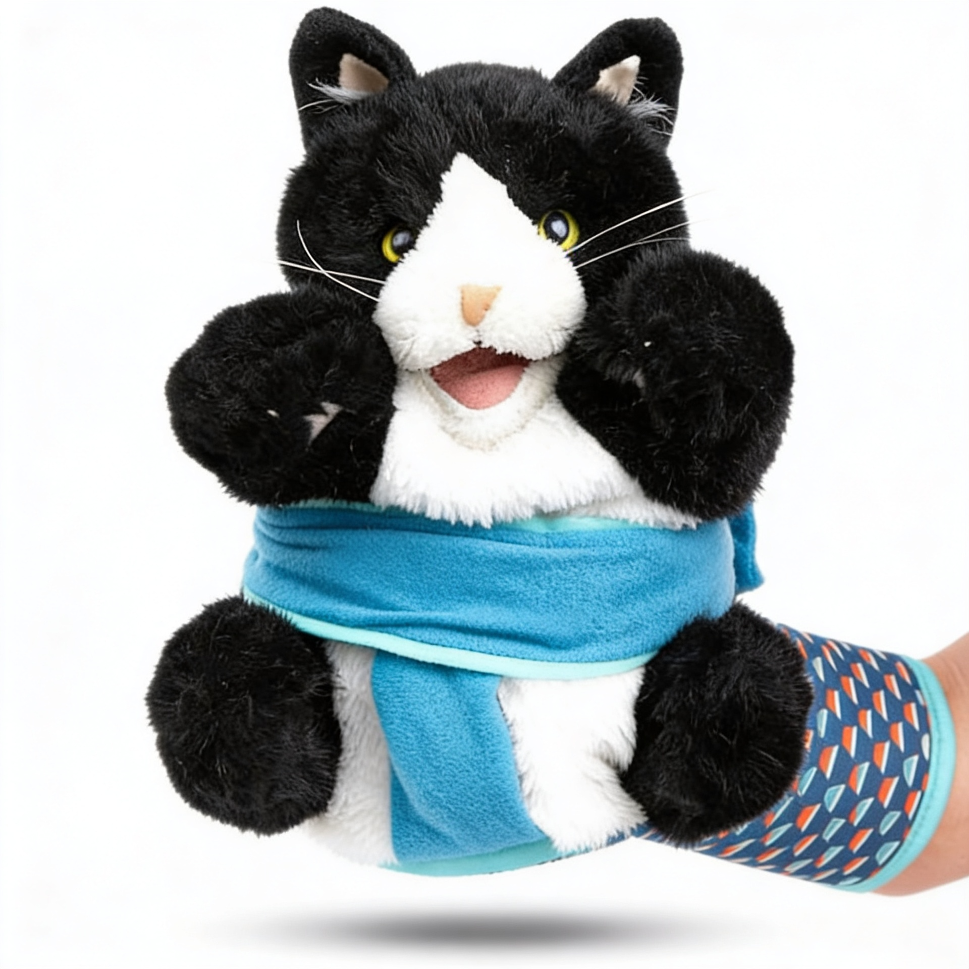 cat wrestling glove puppet interactive toy with protective sleeve