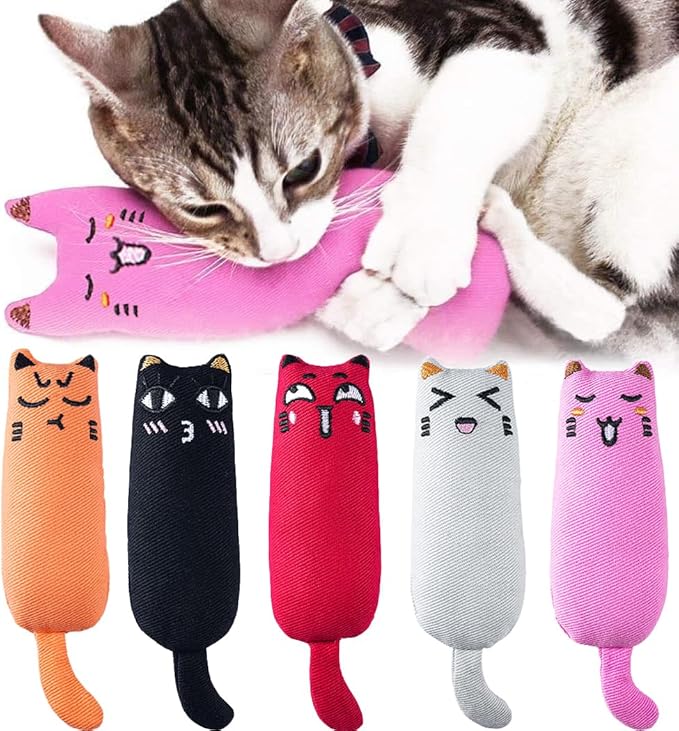 Five catnip mouse play toys for indoor cats