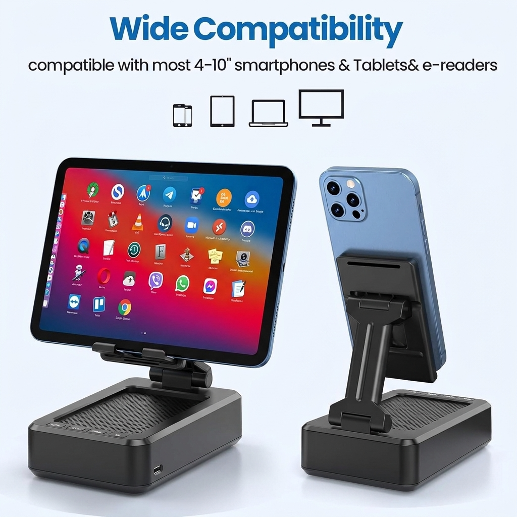Bluetooth Speaker for desk use, with adjustable stand and HD surround sound for music, calls, and videos
