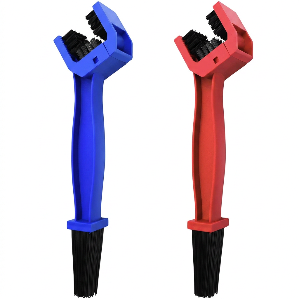 2-Piece Chain Washer Cleaning Brush Set for Bike and Motorcycle Chains (Blue and Red)