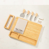 Bamboo serving board with included cheese knife set